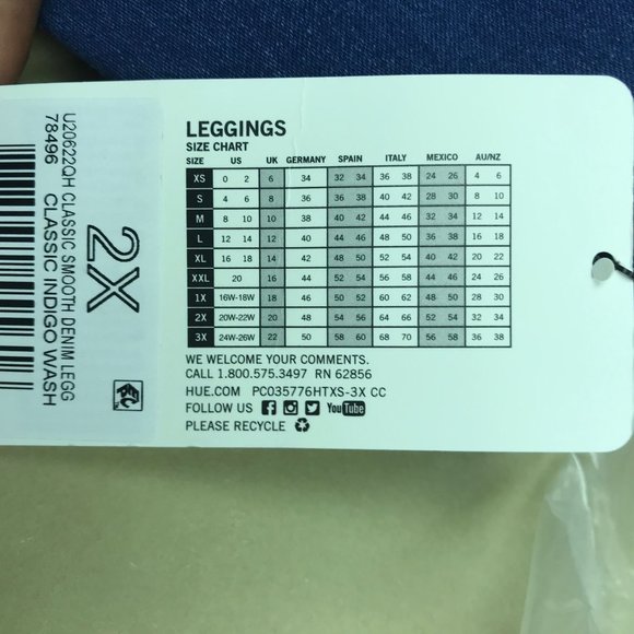 Hue Women’s Original Smoothing Plus Size Denim Leggings Very Stretchy - Picture 5 of 6